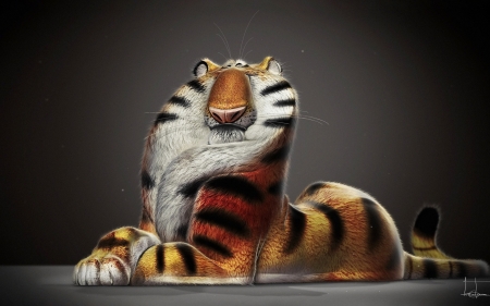 Tiger - white, orange, funny, jb vendamme, tiger, fantasy, creative