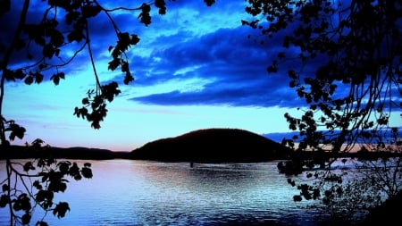 Lake Mountains - calm, clouds, trees, nature, lake, mountains, sky