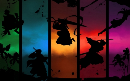 bleach - silouette, anime, bleach, mosiac