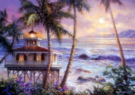 Summer Paradise - resorts, beaches, attractions in dreams, seaside, palm trees, paradise, summer, nature, love four seasons, sunsets, paintings, flowers, sea