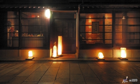 Tea House - house, oriental, japan, traditional, tea, night, lantern, japanese