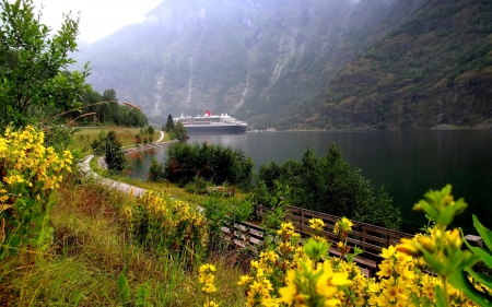 Beautiful Norway - Norway, hills, beautiful, ship, travel, mountain, north, river, trip