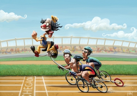 The clown - tiago hoisel, bike, funny, clown, balloon, race, sport, art, luminos