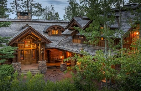 Country Cottage - house, trees, nature, forest, light