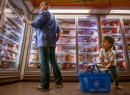 Shopping - thief, child, copil, creative, fantasy, shop, situation, boy, man, blue, adrian sommeling, shopping, little