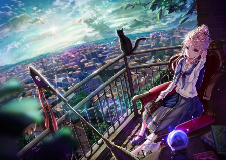 An Anime Girl That Looks At The Sky From Her Balcony Background Anime  Moving Picture Background Image And Wallpaper for Free Download