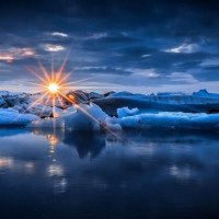 Sunset Rays on the Ice