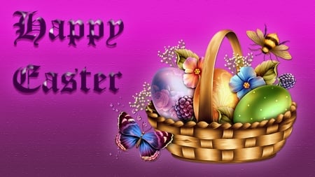 Easter Basket - Butterflies, Flowers, Easter Basket, Happy Easter, Easter Eggs, Easter