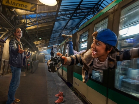 Hey! - camera, adrian sommeling, thief, creative, man, child, boy, fantasy, train, naughty, situation