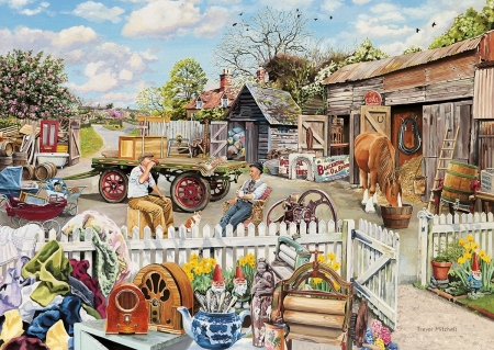 Countryside - painting, art, people, man, pictura, country