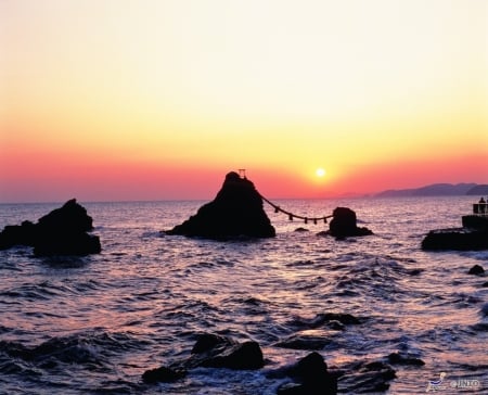 Meoto Iwa - nature, ocean, wedded, japan, scenery, meotoiwa, japanese, rocks