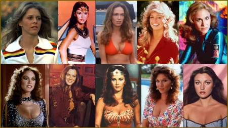 1970's and 1980's Iconic Actresses - Lynda Carter, Anne Lockhart, Farrah Fawcett, Catherine Bach, Erin Gray, Marilu Henner, Pamela Hensley, Lindsay Wagner, Jane Seymour