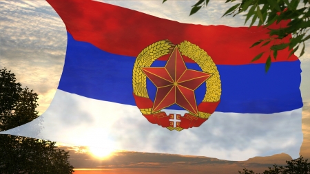 Flag of SPR Serbia - srbija, red star, communism, komunizam, serbia