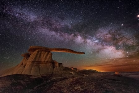 King of Wings Hoodoo under the Milky Way - space, fun, desert, stars, cool, mountain