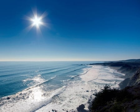 Sunny Coast - coast, beach, sea, nature, sun, waves