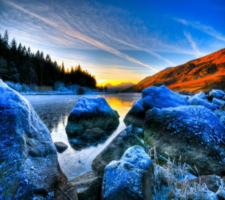 Lovely View - trees, water, mountains, rocks