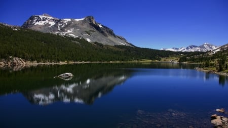 Mountains Reflected in Dark Blue Lake