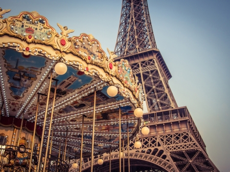 Merry-Go-Round - carousel, paris, frsnce, eiffel tower