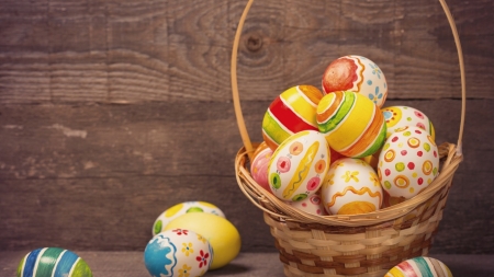 Easter Eggs - eggs, colorful, basket, Easter