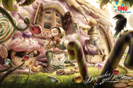 Hansel and Grettel - commercial, food, girl, sweets, omo, boy, oscar ramos, fantasy, hansel and grettel, couple, art, luminos, add, candy