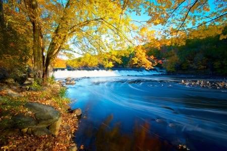 Autumn Serenity - fall, river, trees, colors, leaves