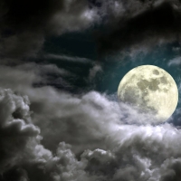 full moon in the clouds