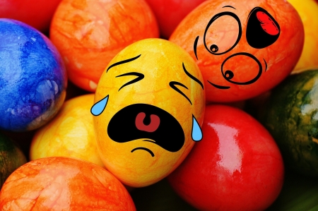 Happy Easter! - tears, sad, easter, colorful, funny, cry, yellow, red, blue, egg