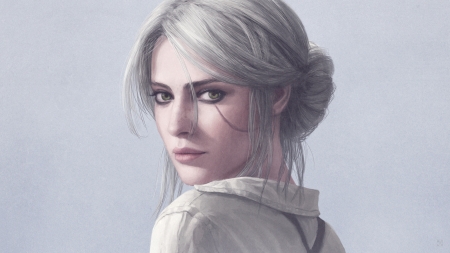 Ciri - game, girl, ciri, fantasy, white, woman, the witcher, art, luminos