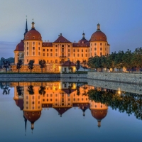 Moritzburg Castle is Reflected in Water, Germany