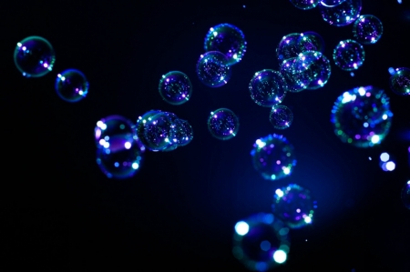 Bubbles - black, blue, bubbles, luminos, soap