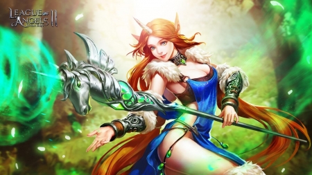 Fantasy girl - game, fantasy, blue, green, girl, league of angels