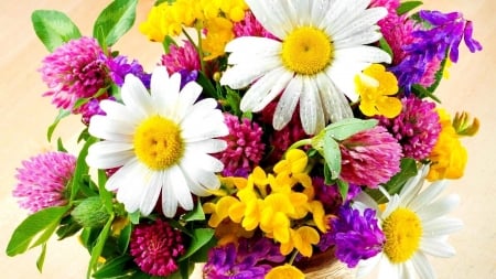 Basket of Spring Flowers - flowers, spring, basket, macro, nature