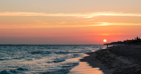 Sunset - sunset, ocean, beach, sun