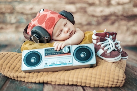 Modern lullaby - radio, copil, baby, sweet, child, music, shoes, headphones, sleep, funny, cute