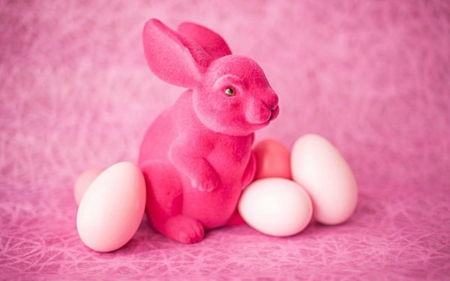 Happy Easter - easter, pink, eggs, bunny