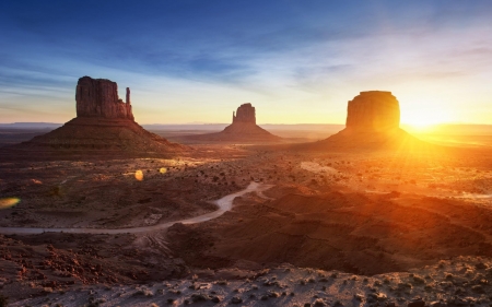 Arizona Sunset - landscape, mountains, sun, sky