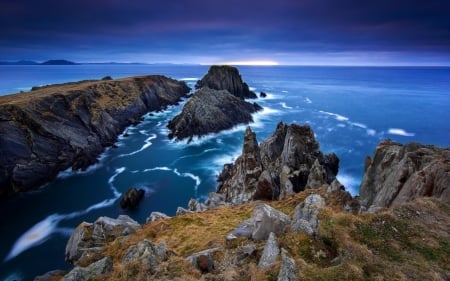 Rocky Coast of Ireland - nature, coast, beach, waves, ireland, rocks, sky