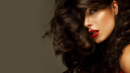 Woman Red Lips Style - style, lips, woman, red, model, girl, brunette