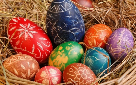 Easter Eggs - eggs, decorated, Easter, holiday