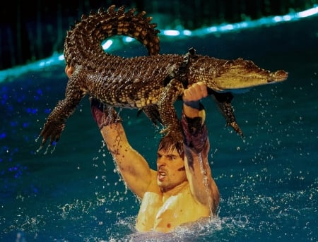 Crocodile and tamer