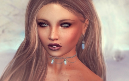 Beauty - fantasy, woman, rendering, girl, face, susanne drechsler, jewel, luminos