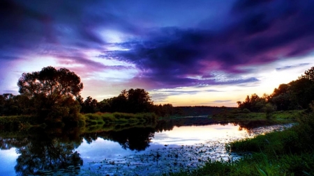 Colors of Dusk - clouds, nature, silhouette, lake, dusk, reflection, sky