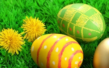 Easter Eggs - eggs, flowers, Easter, painted