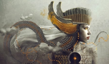 Persepolis - face, persepolis, carlos quevedo, fantasy, yellow, luminos, girl, angel