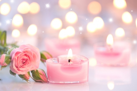 â™¥ - candle, roses, pink, flowers, subbotina anna