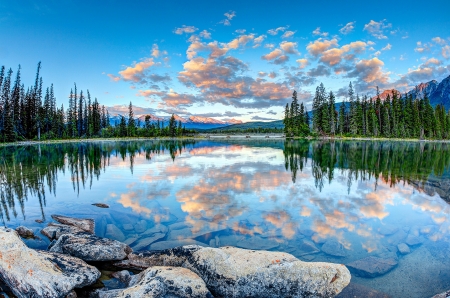 Mirror Lake - nature, sky, lake, tree