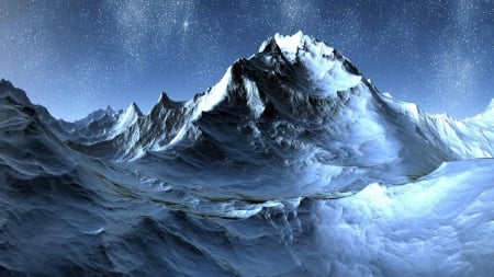 Rugged Mountains - snow, high definition, mountains, blue