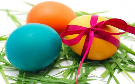 Easter Eggs - ribbon, eggs, Easter, painted