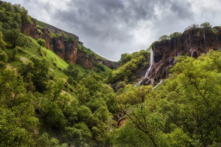 Waterfall - nature, waterfall, mountain, amazing