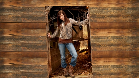 The Ole Shed. . - women, fun, female, boots, fashion, models, brunettes, western, girls, cowgirl, style, outdoors, barn, ranch, shed